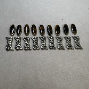 Tortoise Shell & Silver Tone Bracelet Pieces‎